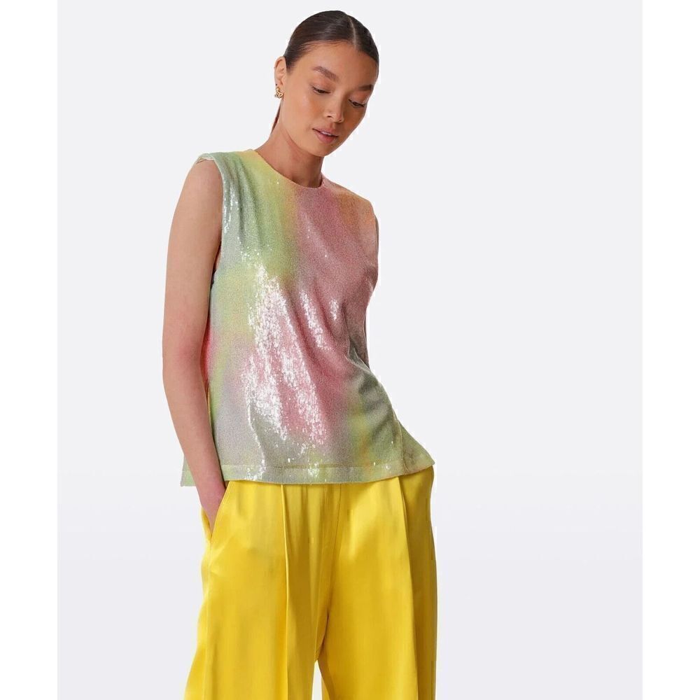 New Stine Goya Drisha Sequined Sleeveless  Top Medium in Fireworks